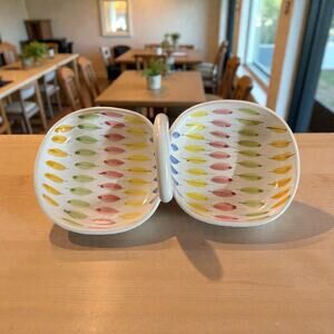 Vintage Bitossi Aldo Londi Piume Multicolore Serving Dish